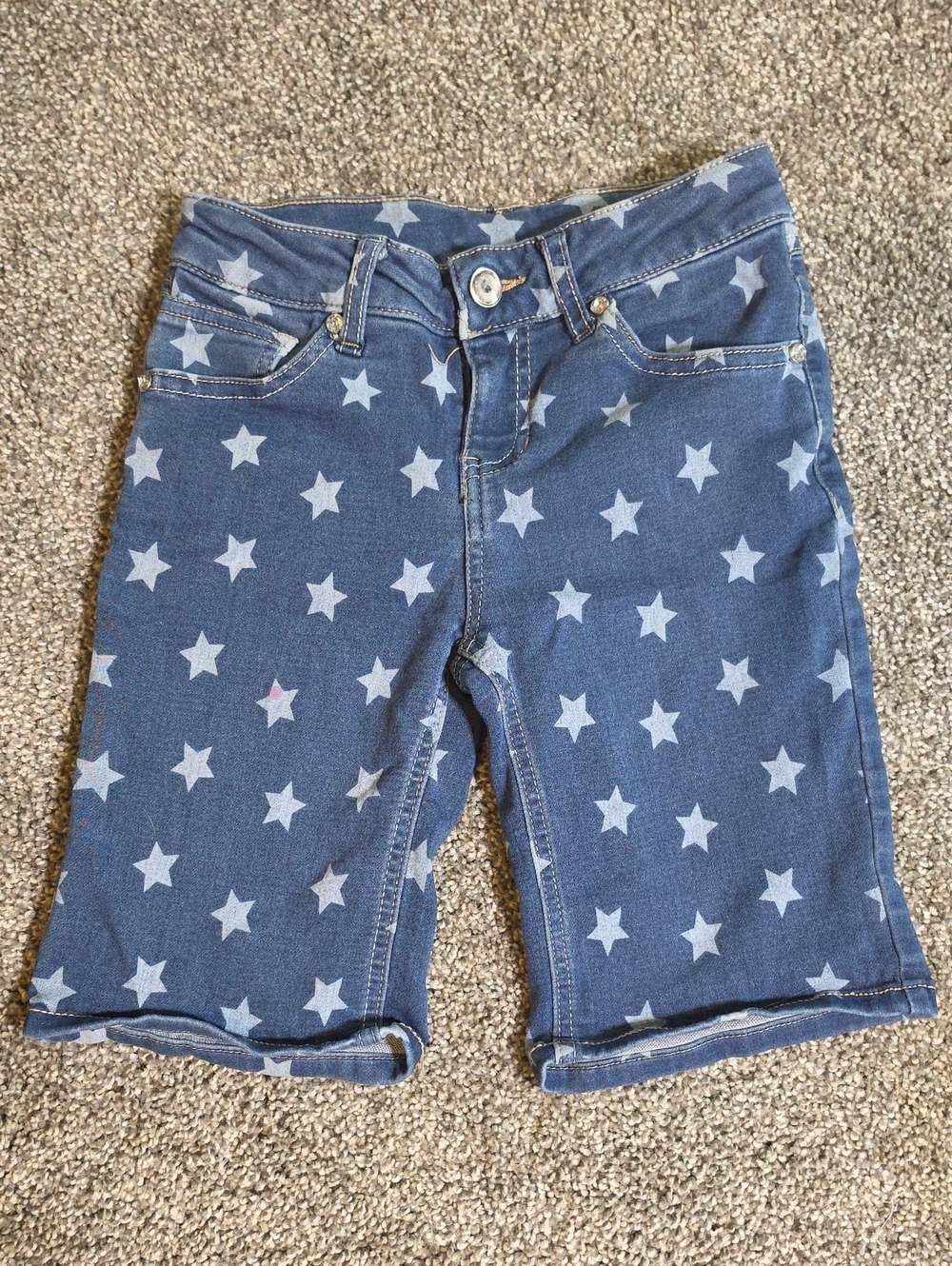 Kids Star-Print Denim Shorts - Blue 7